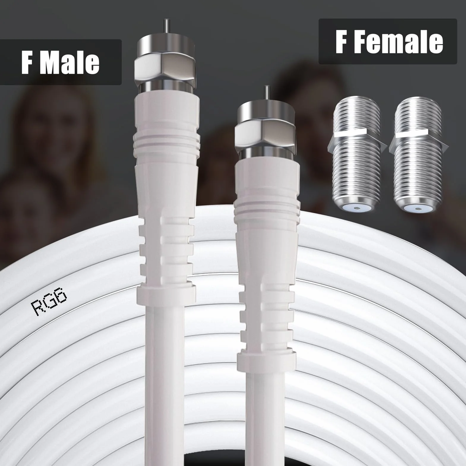 TUOLNK RG6 Cavo antenna TV da F maschio a F maschio RG6 Cavo coassiale con connettore di compressione F femmina 75 Ohm, per decoder via cavo, TV, satellite, router digitale 49,2 piedi (15M)