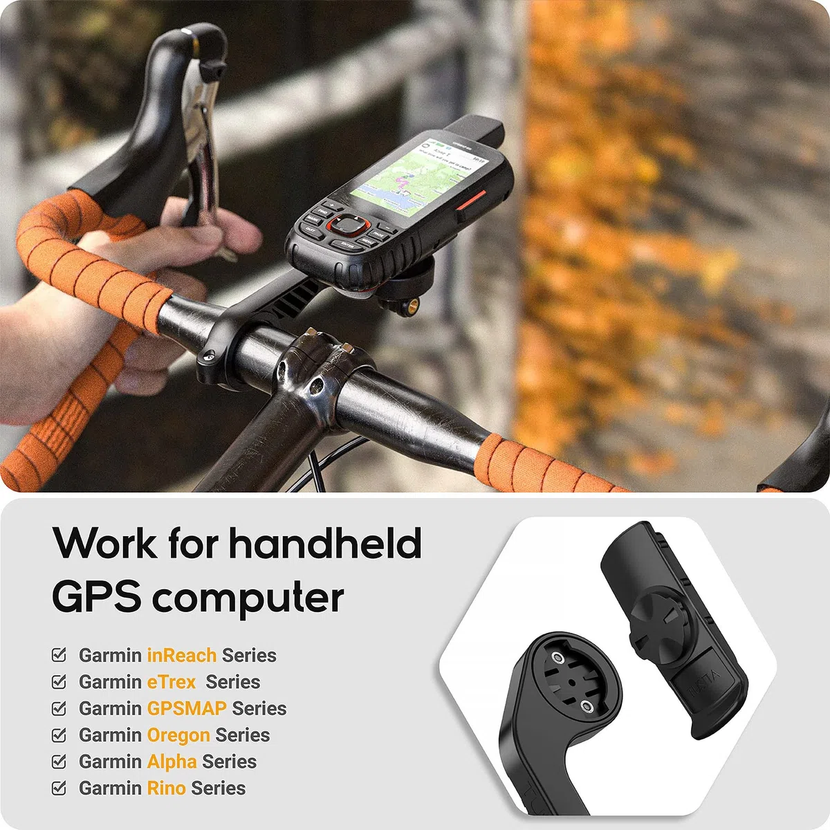 TUSITA Supporto Bici Anteriore Esteso Compatibile con Garmin Palmari Dispositivi, Edge GPS Computer - Manubrio da Ciclismo 25,4mm 31,8mm