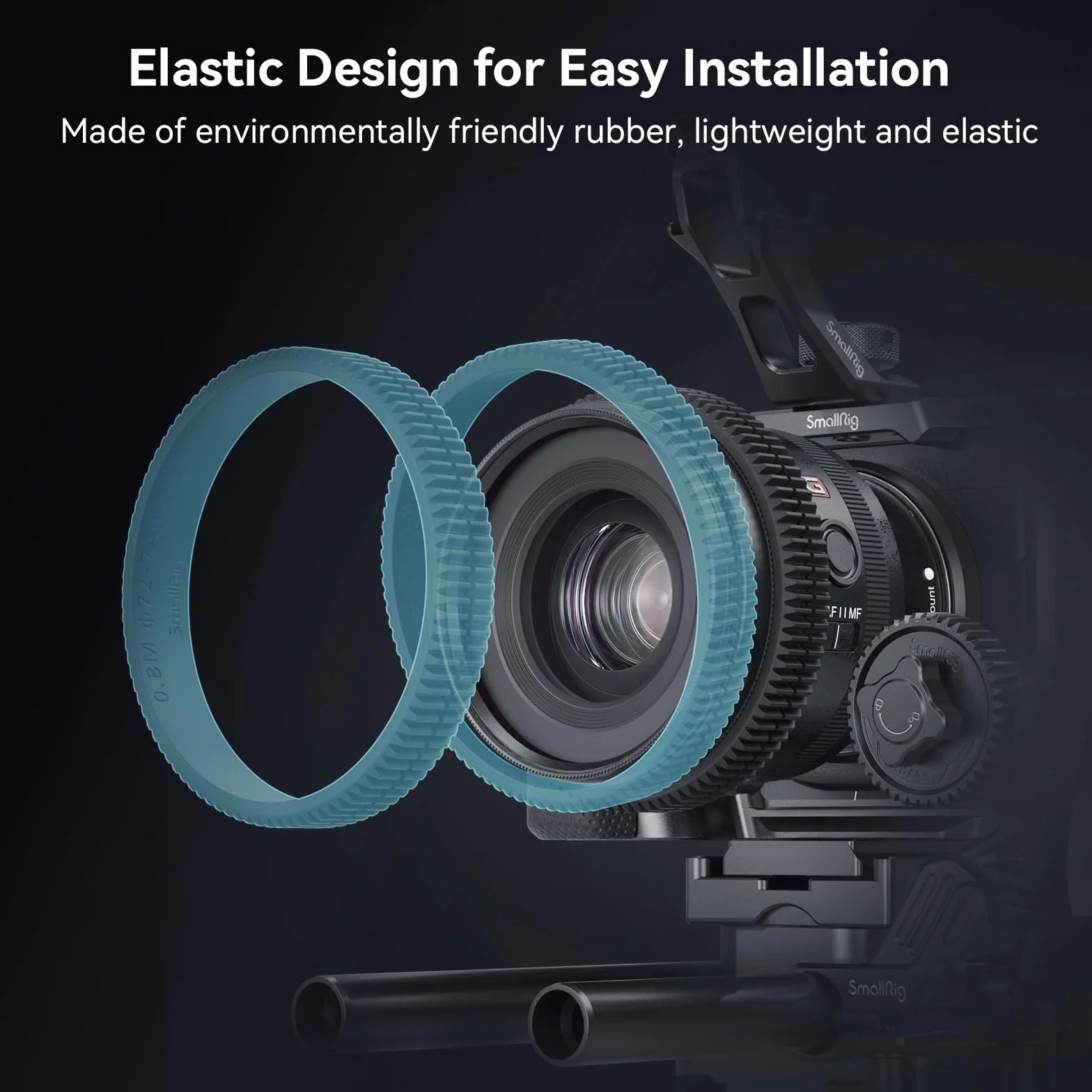 SMALLRIG Seamless Follow Focus Ring Set (7 Pezzi), con AB Stop e Gomma Antiscivolo, Anello Di Messa a Fuoco Standard M0.8, Compatibile con SMALLRIG Follow Focus - 4185