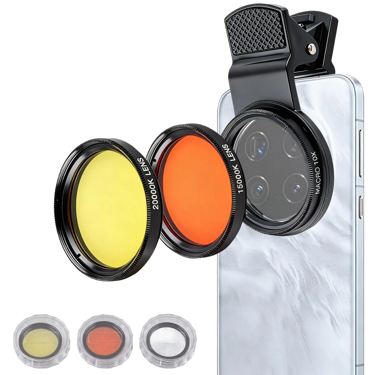 Lenti per Cellulare, Set di filtri per Lenti HD Clip-on Giallo Arancione Lenti per Vista Macro Acqua di Mare Acquario Cilindro di Corallo Kit di Lenti per Fotografia Subacquea con Filtro Macro