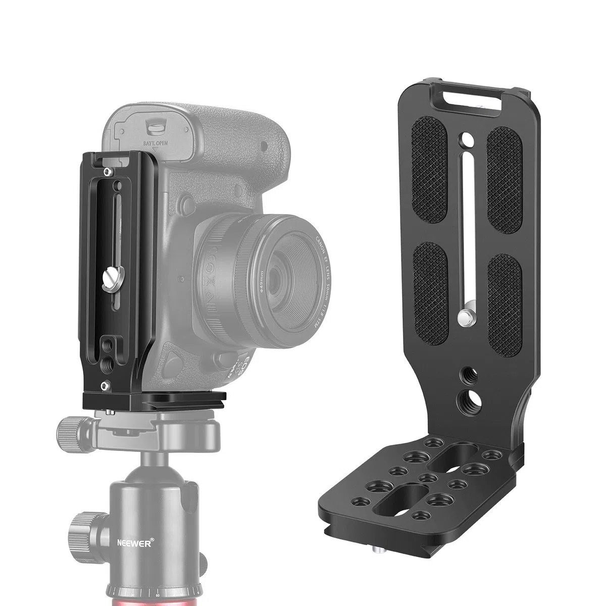 NEEWER Staffa a Forma di L Piastra QR Verticale Staffa Universale per Fotocamera DSLR con Base Arca a Vite 1/4" Compatibile con DJI Ronin Zhiyun Weebill Nikon Canon Sony Panasonic(Nera)
