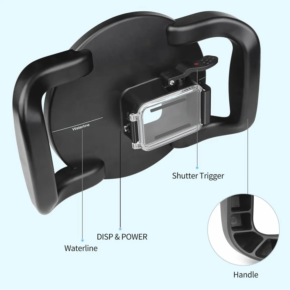 Doppia maniglia stabilizzatore Grip Dome Port per DJI OSMO Action 4/5 Pro/6 fotocamera, porta cupola subacquea, funzionamento conveniente, impermeabile fino a 30 m
