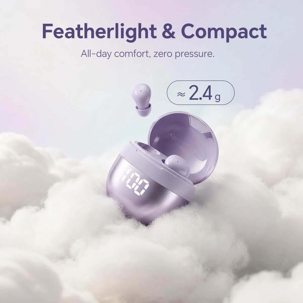 Xmenha Mini auricolari invisibili, piccoli, viola, wireless, nascosti, discreti, per orecchie piccole, Bluetooth, morbidi e piccoli, per iPhone, Android, dormire, ufficio, lavoro, pendolari