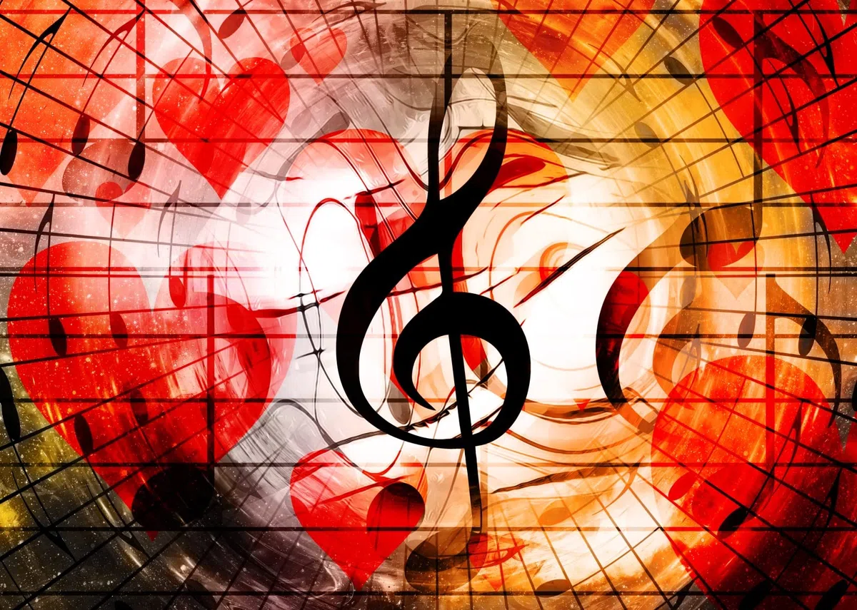 BELECO musicale Note musicali Simbolo Cuore rosso Amore sfondo Palcoscenico Decorazioni per feste a tema Banner Photo Booth