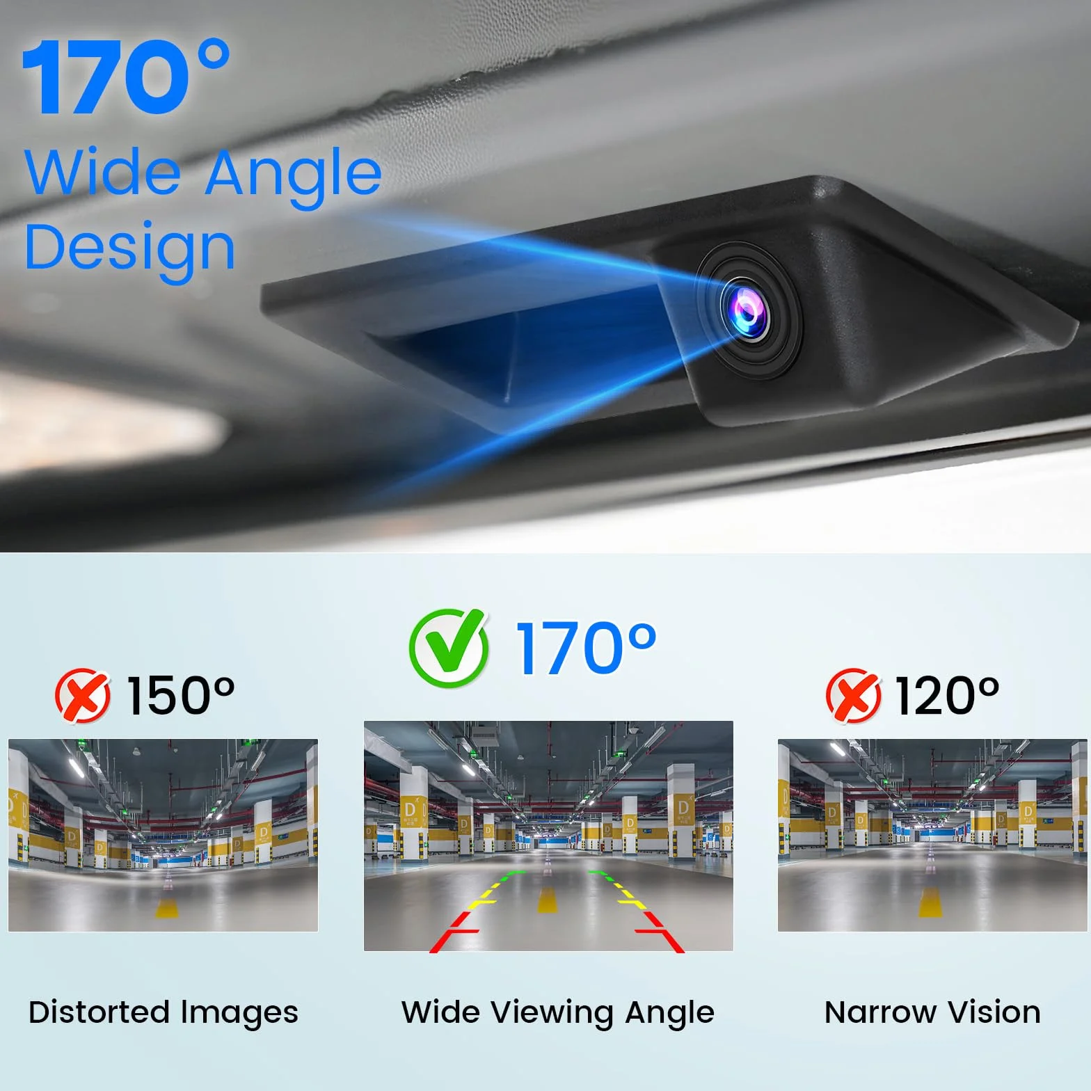 Hikity Retrocamera AHD 1080P per VW Touran Passat Touareg Tiguan Retrocamera Auto 170° Grandangolo Telecamera Posteriore per Auto con Cavo Video 6M + Cavo Alimentazione 1,5 M
