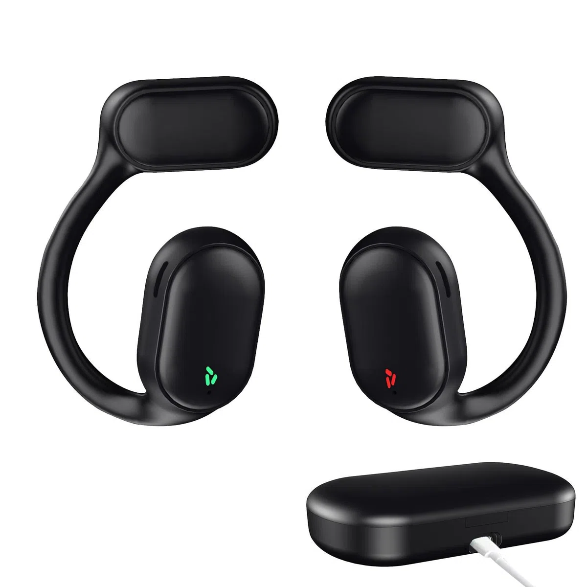 Auricolare senza fili con orecchio aperto, riduzione del rumore ENC, auricolare wireless con microfono, comodo da indossare per sport e lavoro, vivavoce per allenamenti e corsa