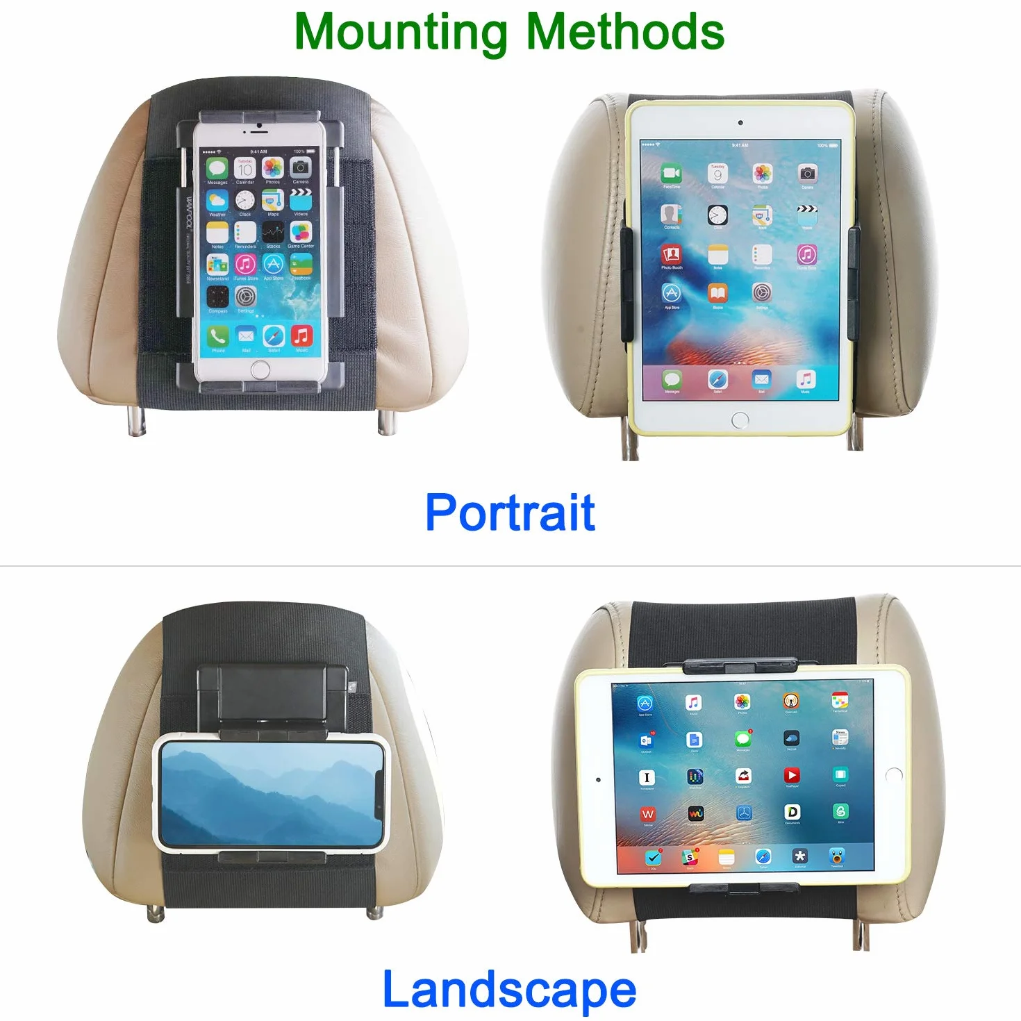 Supporto per poggiatesta auto, per tablet e telefoni con schermi da 5 a 10,5", per Apple iPhone, iPad Air Mini, Samsung Galaxy, Nintendo Switch