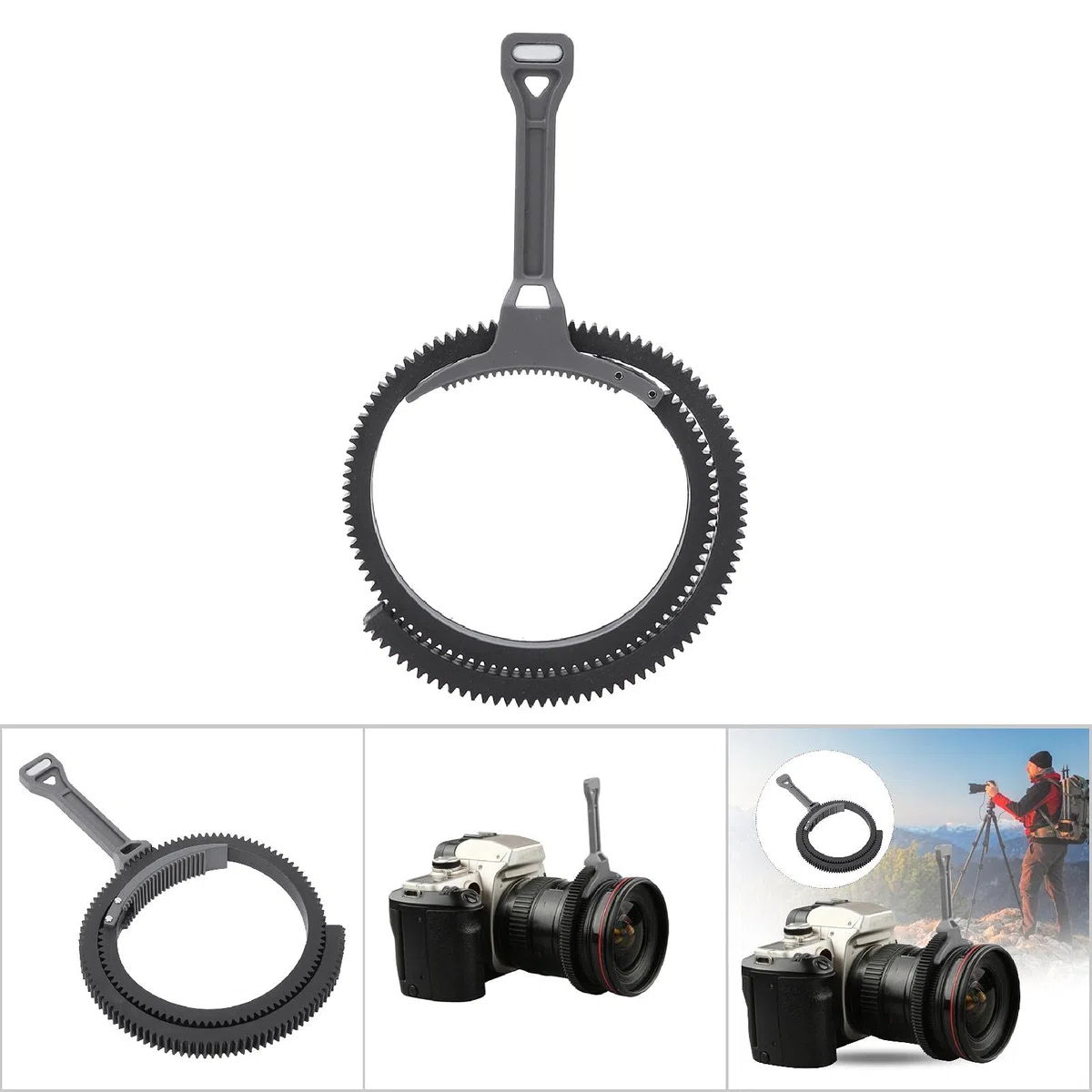 Materiale durevole in plastica e gomma, presa di messa a fuoco, leva del cambio, presa di messa a fuoco per tutte le fotocamere DSLR, videocamere, Dv, HDV (grigio)