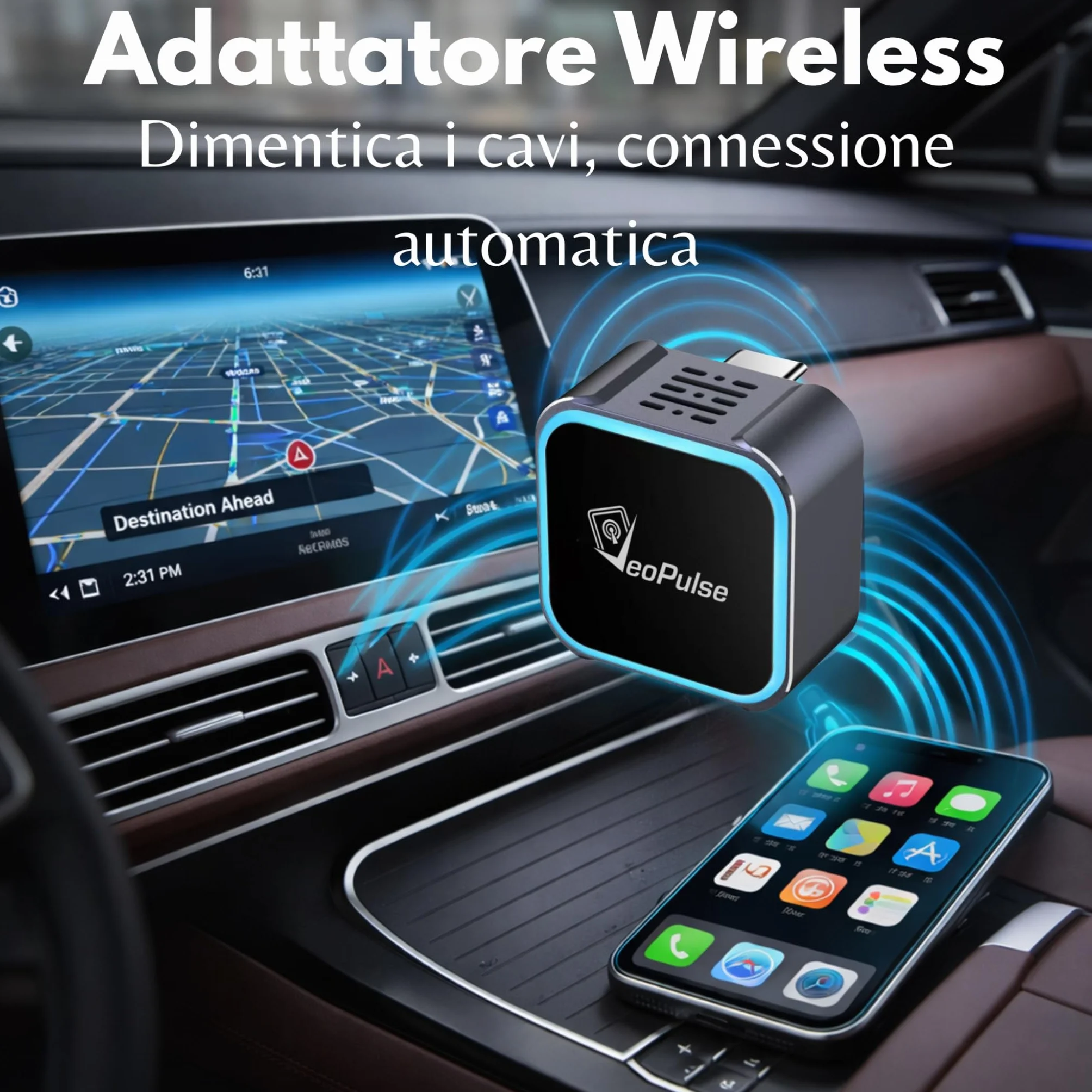 C-Pro USB-C Adattatore Wireless per CarPlay e Android Auto – Per auto già dotate di sistema cablato – Memoria per 2 telefoni – Scocca in zinco anti-surriscaldamento - WiFi 5GHz Stabile