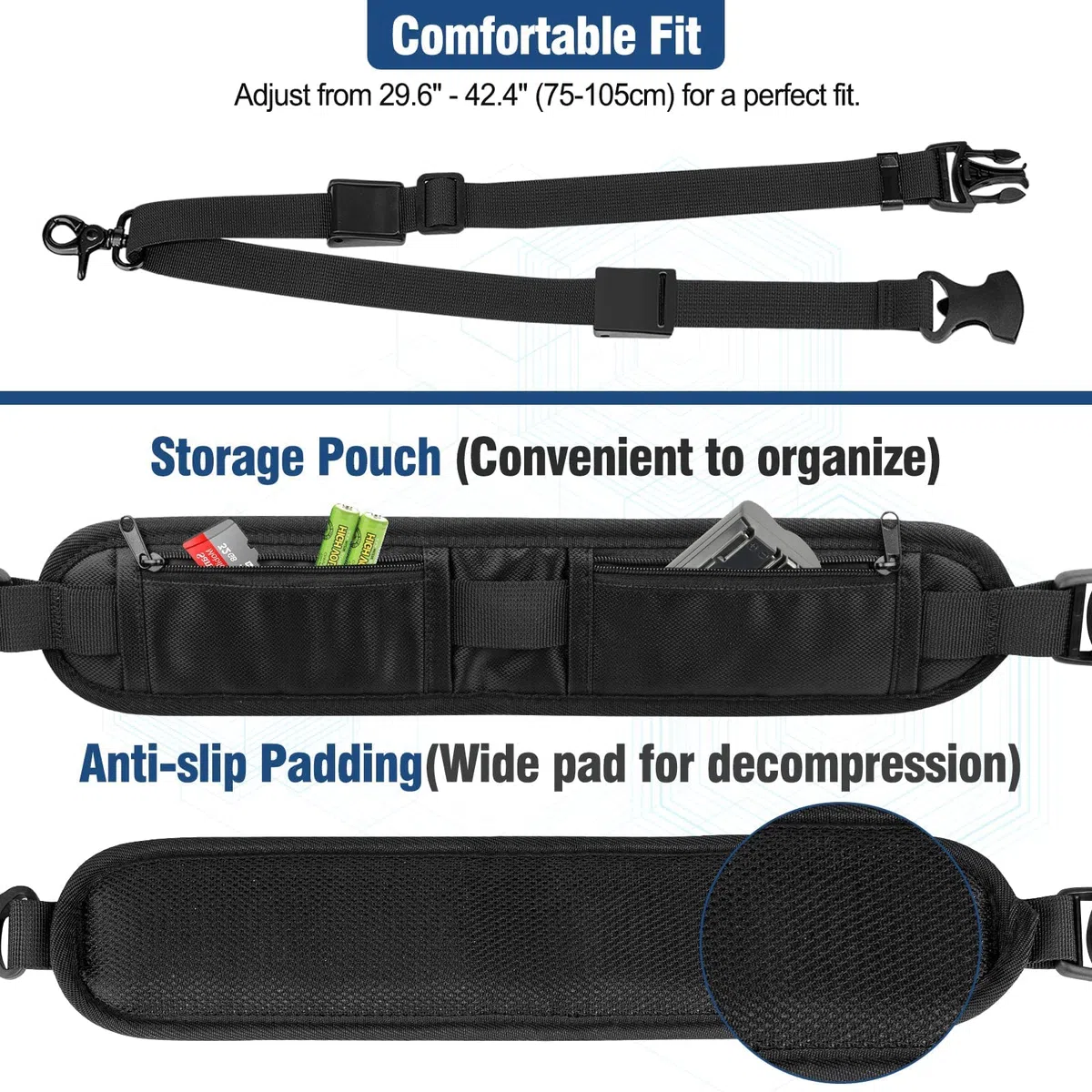 Tracolla Macchina Fotografica, Sgancio Rapido Regolabile Reflex Nylon con Corda di Sicurezza e Vite, Cinghia Fotocamera per DSLR SLR, Fino a 10 kg (Nero)