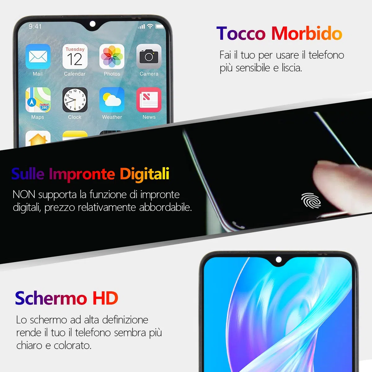 RongZy LCD Display per 6.4" Samsung Galaxy A30s A307F Schermo LCD Touch Screen Assemblea Sostituzione di Vetro Digitalizzatore con Strumenti(Nero con Cornice)