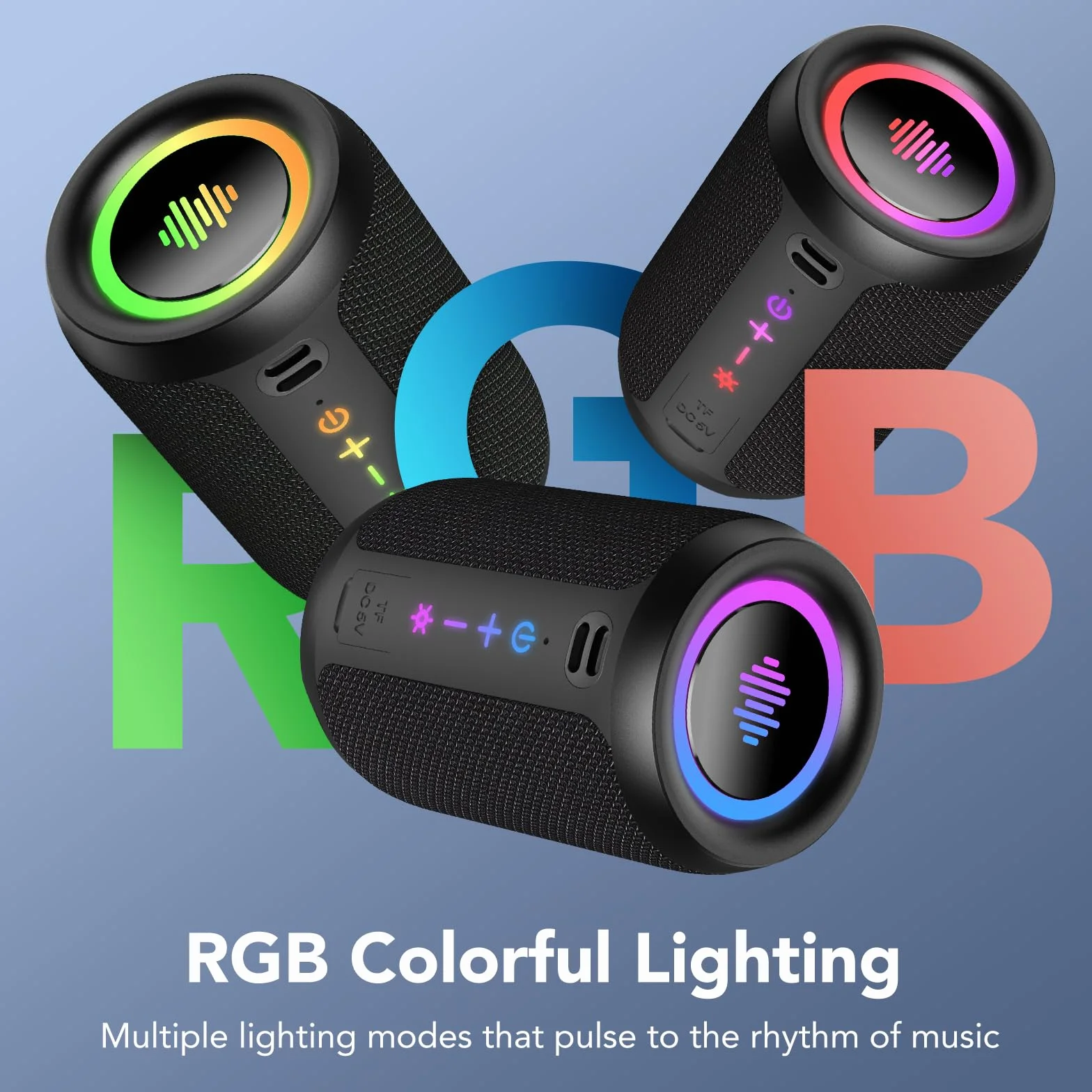 Cassa Bluetooth Portatile Potente 15W, Mini Altoparlante Bluetooth 5.4, Accoppiamento TWS, Bassi Potenti, IPX7 Impermeabile, Luci LED Colorate, 12 Ore di Autonomia, Speaker Bluetooth da Esterno Feste