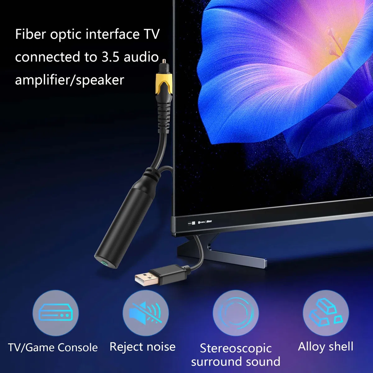 CERRXIAN Cavo audio coassiale digitale ottico Spdif ad analogico AUX da 3,5 mm, cavo di conversione ottico da Spdif a femmina da 3,5 mm con cavo di alimentazione USB