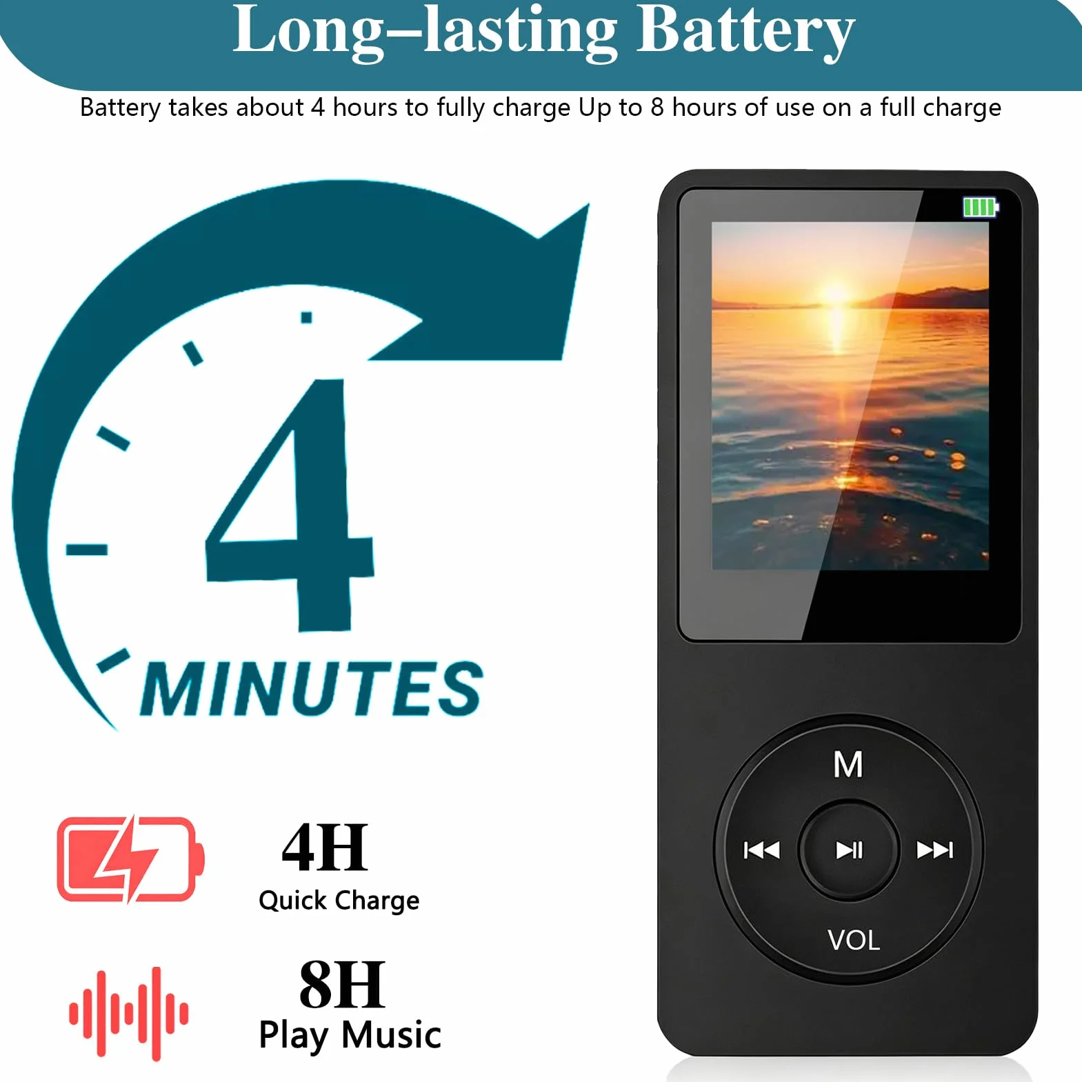 Lettore MP3 Bluetooth 5.3 con 64 GB di memoria, lettore musicale portatile con altoparlante, lettore MP3 HiFi per bambini e adulti, autonomia 70 ore, radio FM, display da 1,8 pollici, scheda TF fino a