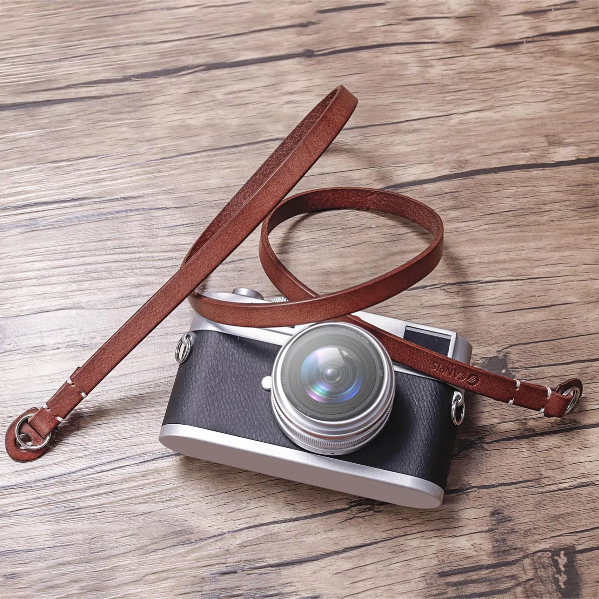 Tracolla per fotocamera con collare in pelle naturale per fotocamera DSLR SLR compatta per Sony, Canon, Pentax, Nikon, Olympus, ecc