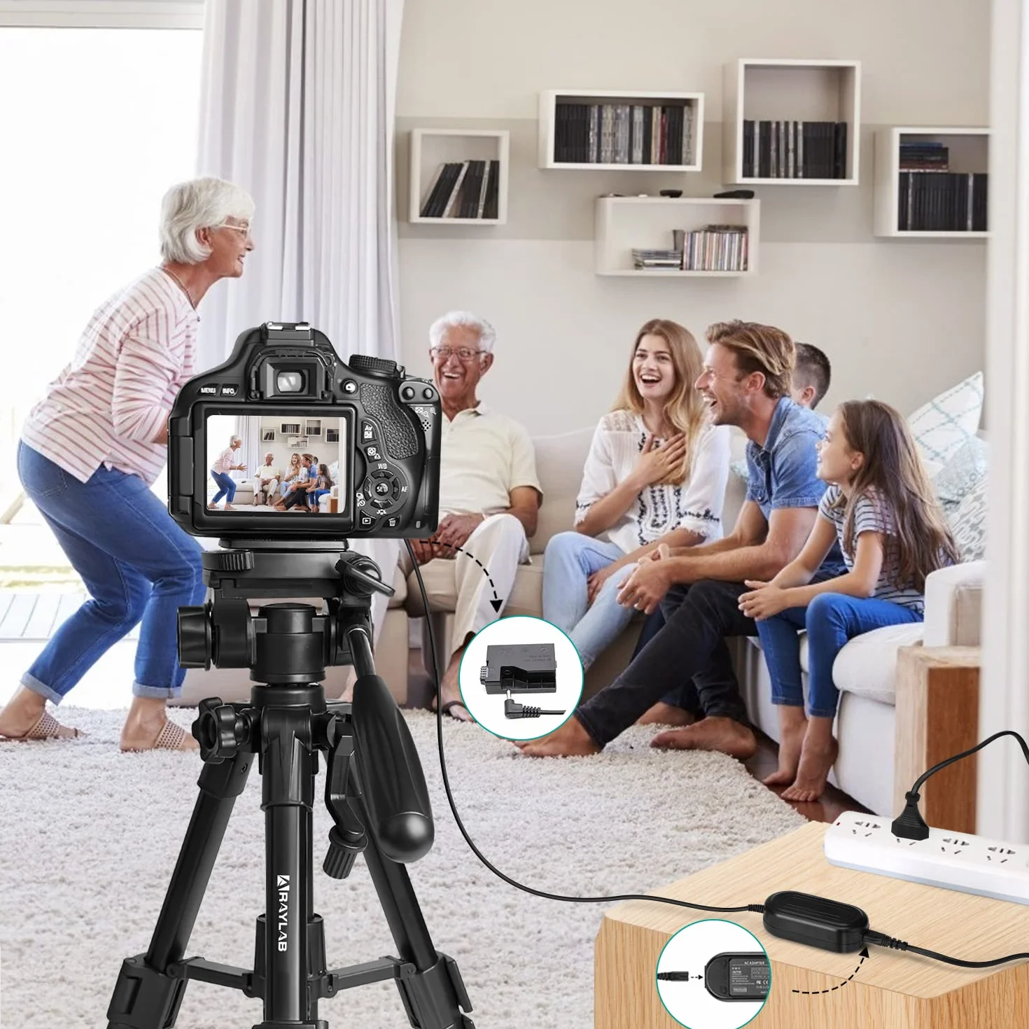 ACK-E8 Adattatore di alimentazione CA DR-E8 Accoppiatore CC LP-E8 Batteria fittizia per Canon EOS 550D 600D 650D 700D Rebel T2i T3i T4i Kiss X4 X5 X6i Fotocamere