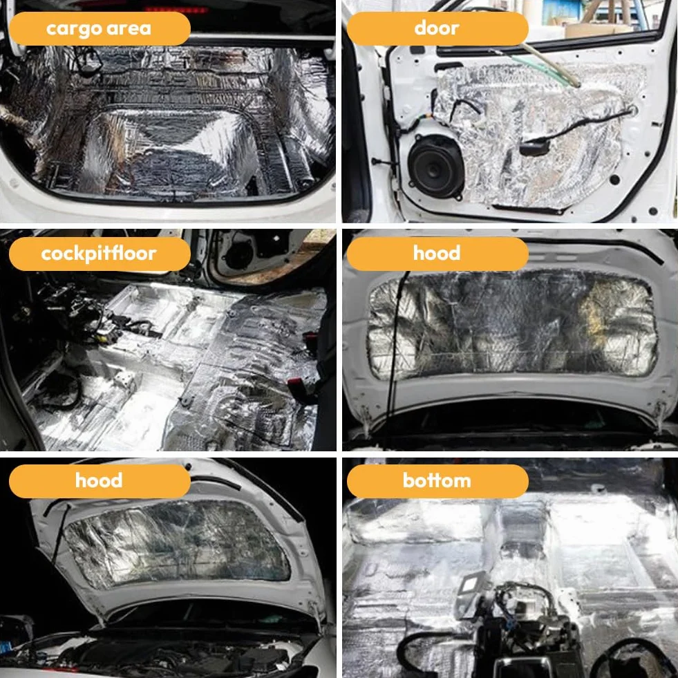 12 Tappetini Isolanti per Auto, 5 mm, 40x25 cm, Autoadesivi, Isolamento Acustico e Termico, per Vano Motore, per isolamento acustico, isolamento, ignifugo, impermeabile