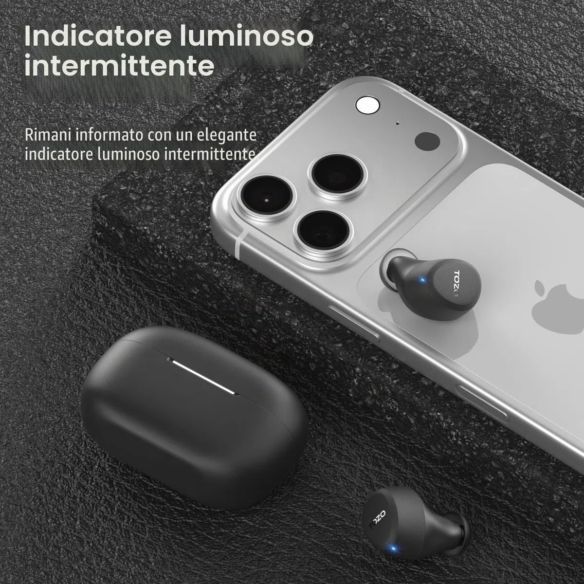 TOZO A1 Cuffie Bluetooth 5.3 con ORIGX Acustica 32 Ore Riproduzione EQ Regolazione Ultraleggero USB Tipo C IPX5 Nero