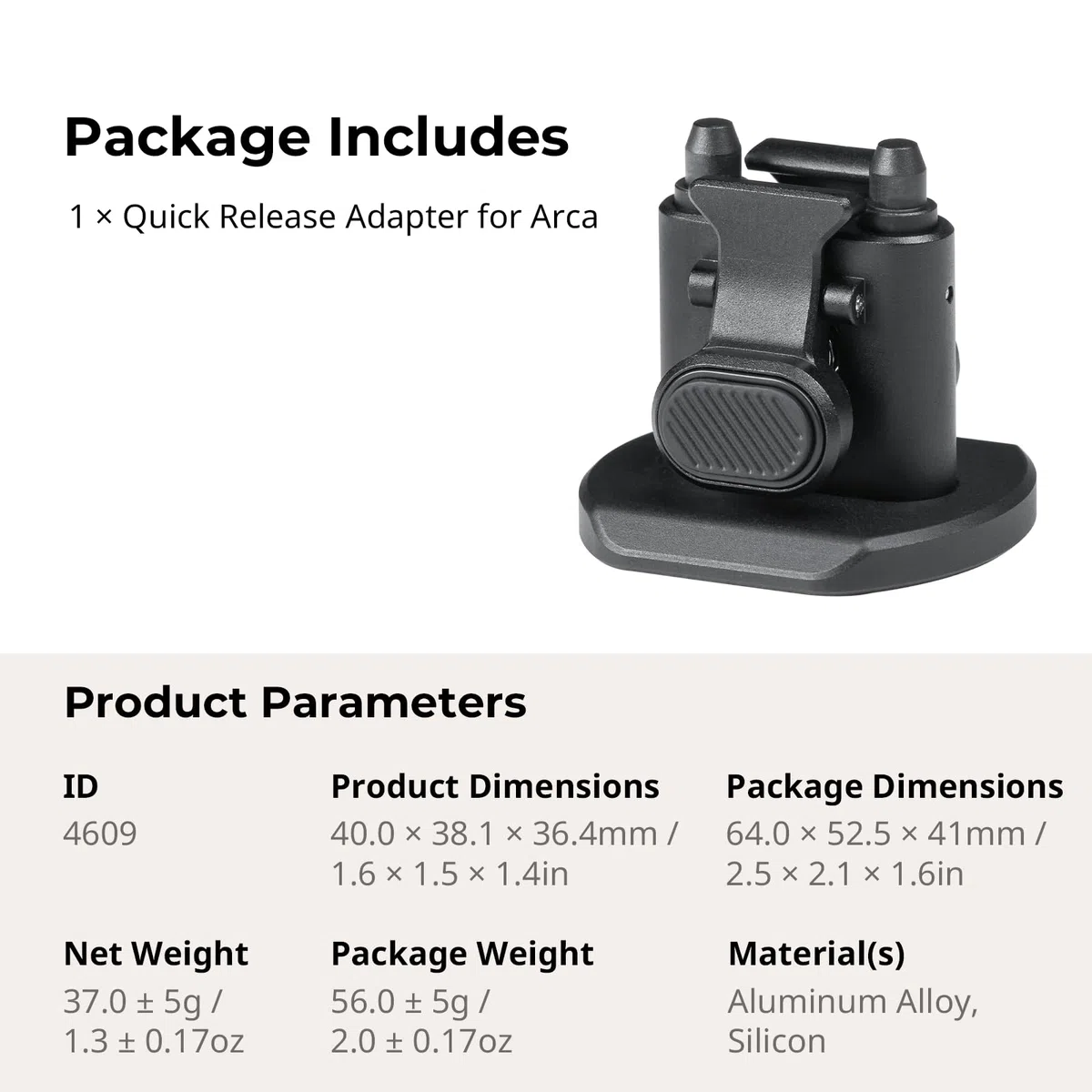 SMALLRIG H11 Adattatore a Sgancio Rapido per Gabbia Mobile a Sgancio Rapido SMALLRIG H11, per Treppiedi, Stabilizzatori, Cursori e Altre Attrezzature con Teste per Treppiede per Arca - 4609