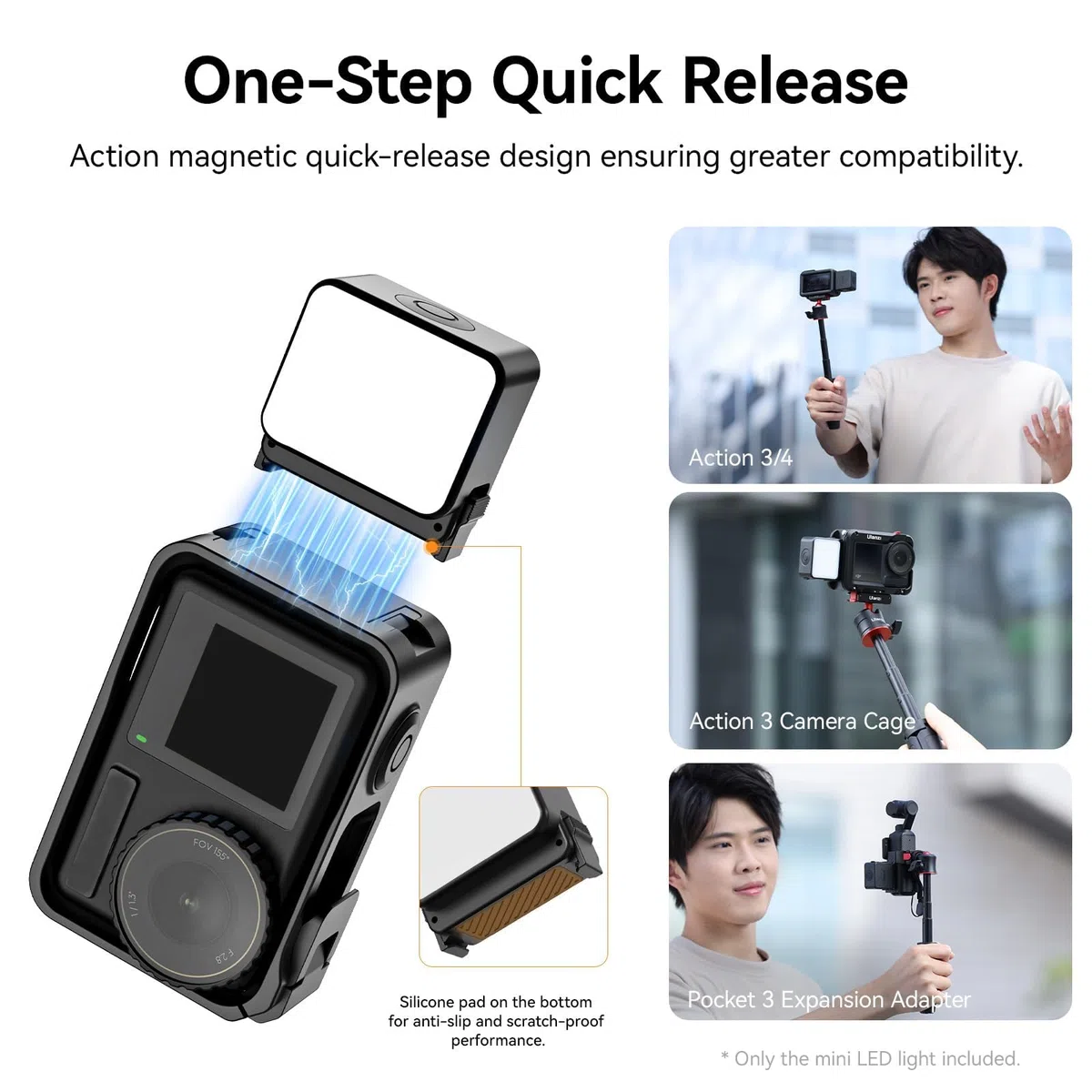 ULANZI LM18 Vlogging Light Mini LED Action Camera Video Luce Fotografia Magnetica Illuminazione per DJI Osmo Action 3/4/5 Pro Camera Cage Accessori