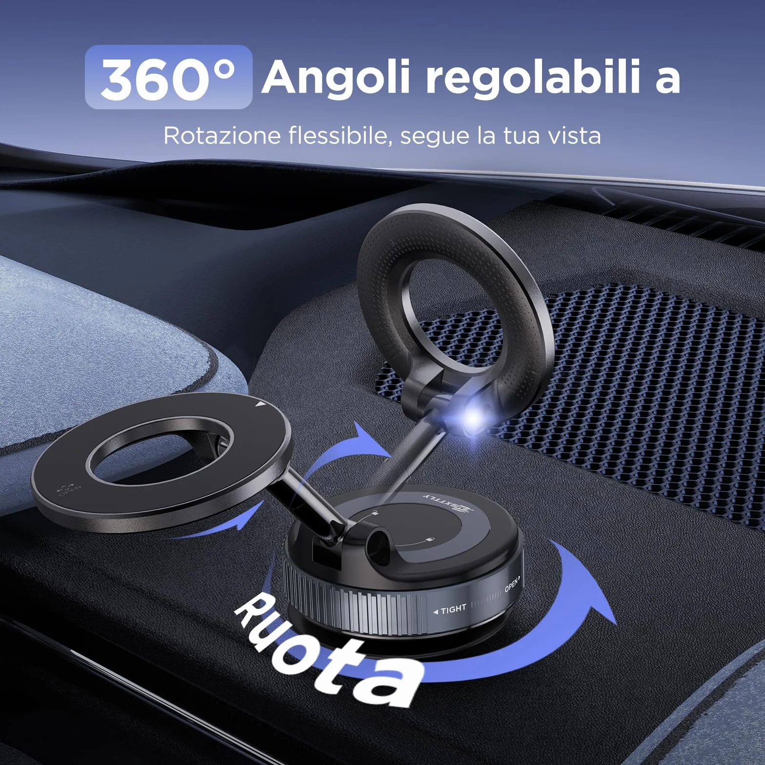 MSXTTLY Supporto Magnetico Cellulare Auto Vmag-S1, Supporto Telefono Auto per Magsafe, 360° Rotazione Pieghevole, Magnete Super Compatibile con tutti i telefoni con iPhone 17-12 Pro MAX e Android Nero