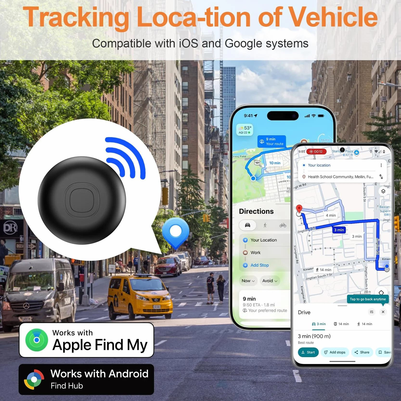 GPS Tracker per Auto, Localizzatore GPS per Auto senza Abbonamento, Compatibile con Android e iOS, IP68 Impermeabile, Magnetico Air Tracker GPS per Moto, Bici, Bagagli