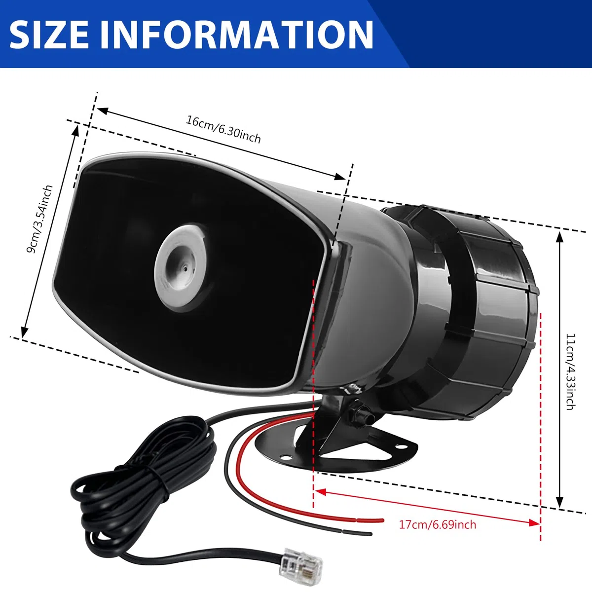 Altoparlante a sirena 12V 100W 7 toni clacson auto corno furgone barca camion moto