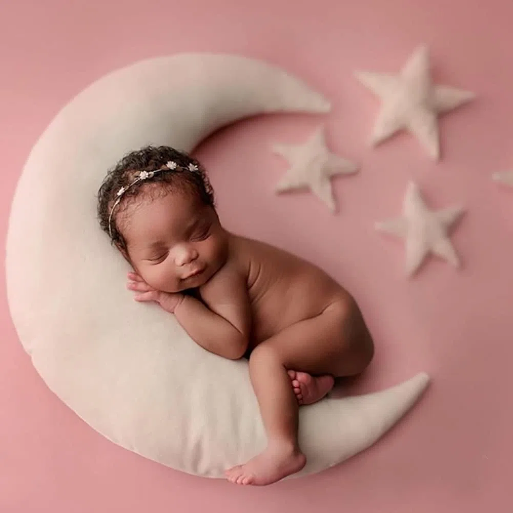 Puntelli per Fotografia Neonato, Cuscino per Allattamento per Bambini, Cuscino a Forma di Luna e Stella, Neonati Photo Shooting Accessori Servizio Fotografico Cuscino