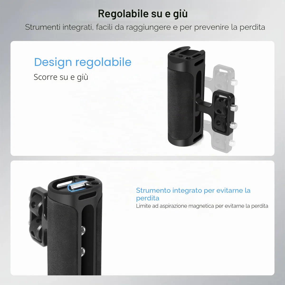 Maniglia sinistra destra regolabile maniglia maniglia maniglia laterale Mini con interfaccia scarpa Fredda e supporto a vite 1/4 "-20 per Gabbia fotocamera digitale