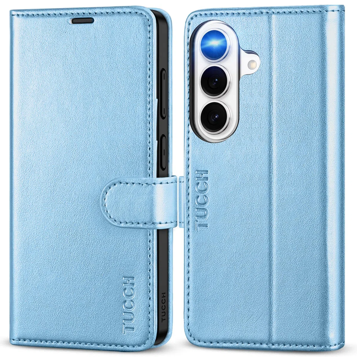 TUCCH Custodia per Galaxy S26 5G, Cover Portafoglio Magnetico Blocco RFID Slot Porta Carte Pelle Sintetica TPU Supporto Cellulare Protezione Completa Cover per Galaxy S26 (6,3" 2026), Blu Brillante
