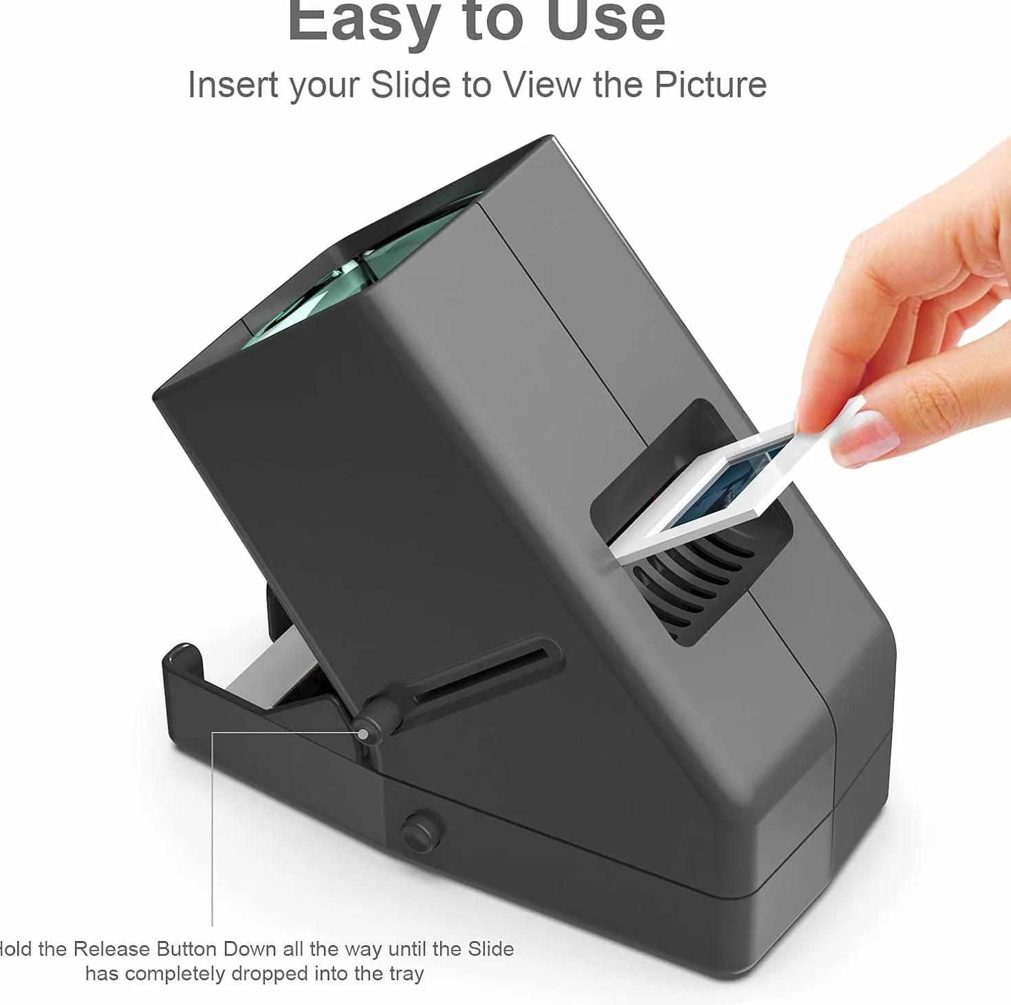 DIGITNOW! Visualizzatore di diapositive e pellicole da 35 mm, visualizzazione illuminata a LED con ingrandimento 3X, alimentazione USB/funzionamento a batteria, per negativi di diapositive da 35 mm