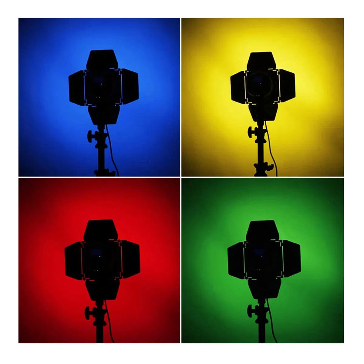 Godox BD-04 Barn Door con Griglia a Nido d'ape per Riflettore Standard da 7" e Luce Video LED Godox SL-60 MS300 SK400II Bowens Mount, con Filtri gel a 4 Colori