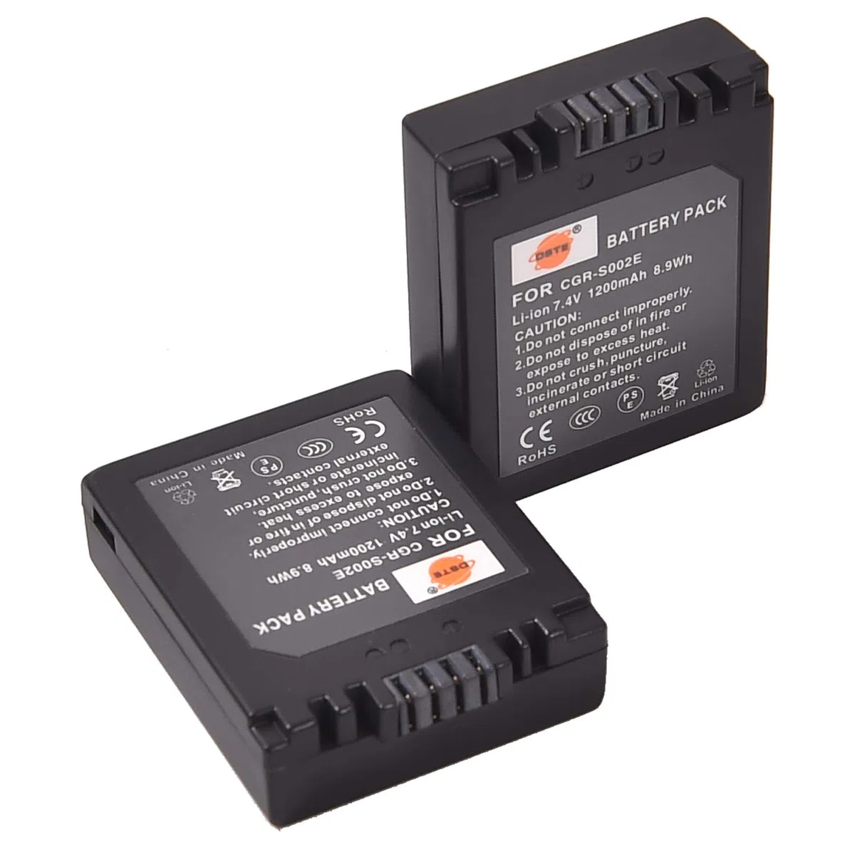 DSTE 2-Pacco Ricambio Batteria Compatibile per Panasonic S002E CGA-S002 CGA-S002A CGA-S002E DMW-BM7 DMC-FZ1 DMC-FZ2 DMC-FZ3 DMC-FZ4 DMC-FZ5 DMC-FZ10 DMC-FZ15 DMC-FZ20