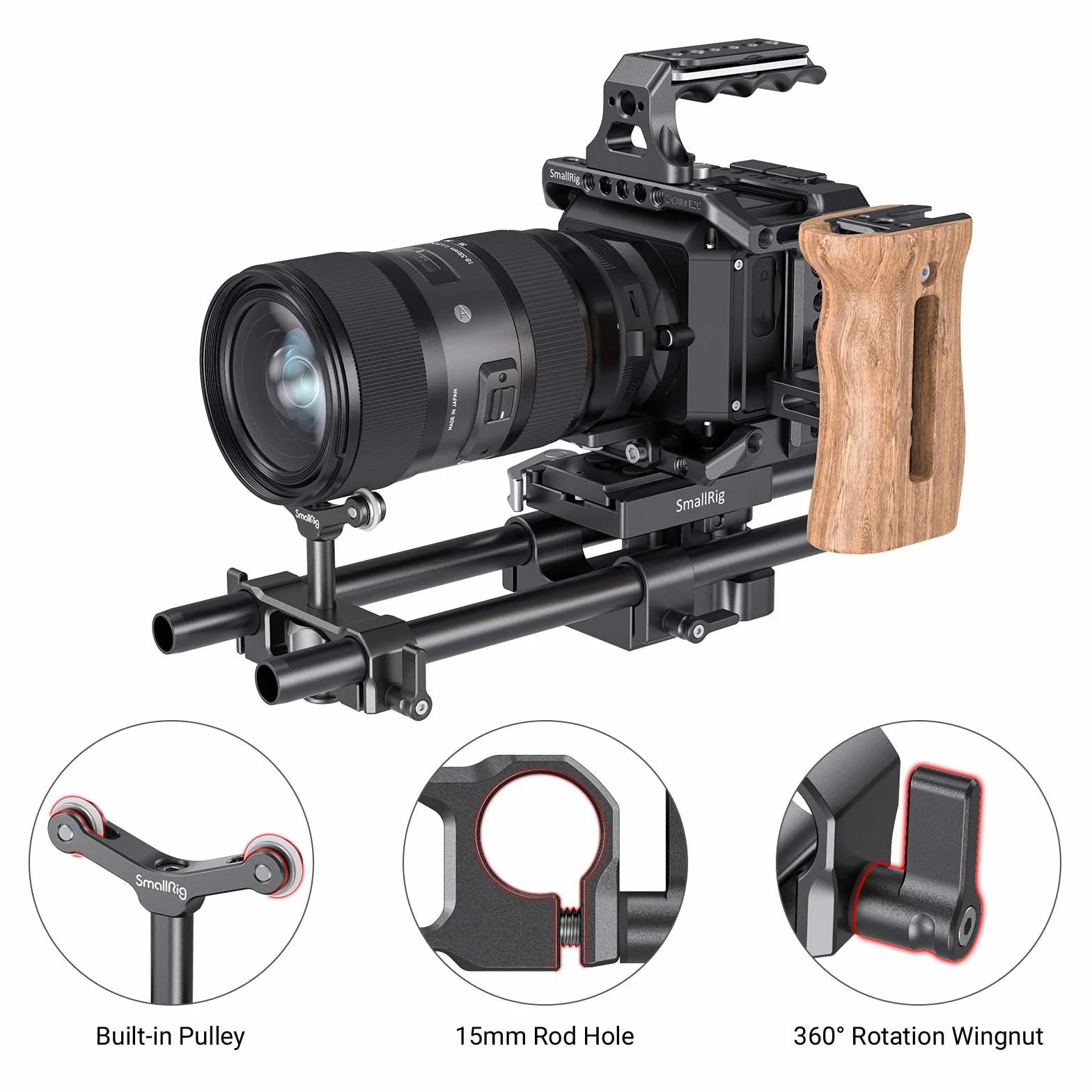 SMALLRIG Lens Support Supporto per Obiettivo con Morsetto per Obiettivo Universale - 2727