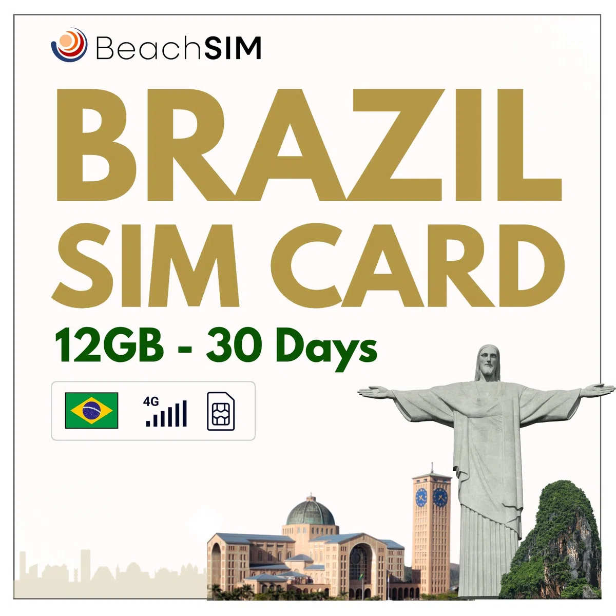Carta SIM Brasile 30 giorni | 12 GB di Dati Solo a Velocità 4G/5G | Roaming Gratuito In Più di 9 Paesi dell'America Latina | Attivazione Rapida | Funziona Su dispositivi iOS e Android
