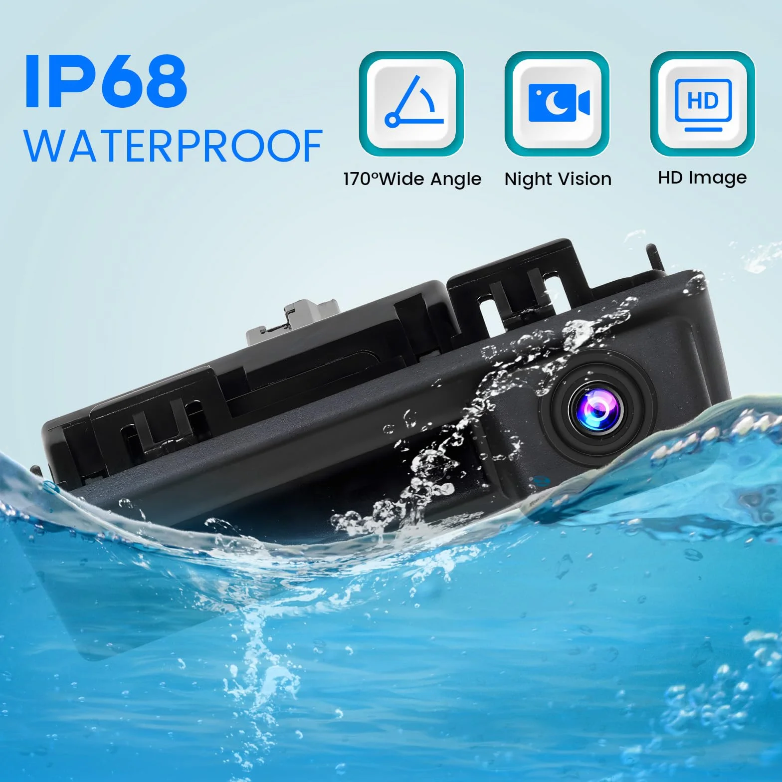 Hikity Retrocamera AHD 1080P per VW Touran Passat Touareg Tiguan Retrocamera Auto 170° Grandangolo Telecamera Posteriore per Auto con Cavo Video 6M + Cavo Alimentazione 1,5 M