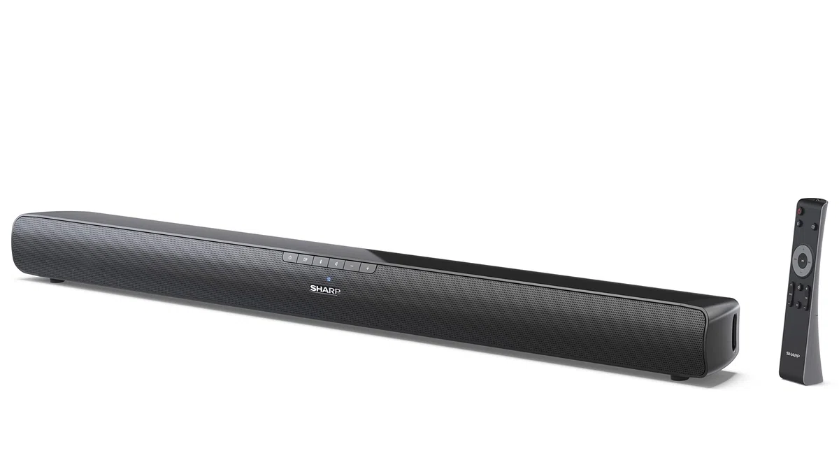 Sharp HT-SB100 Mini Soundbar con streaming audio wireless Bluetooth 5.1, Bluetooth con HDMI ARC/CEC, USB player, potenza totale 75 W, colore: Nero