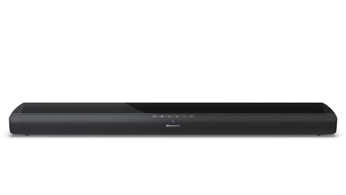Sharp HT-SB100 Mini Soundbar con streaming audio wireless Bluetooth 5.1, Bluetooth con HDMI ARC/CEC, USB player, potenza totale 75 W, colore: Nero