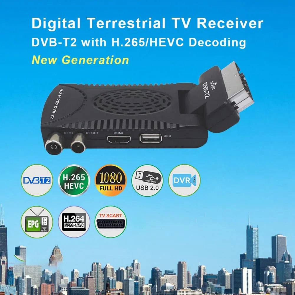 265 Decodifica HEVC Set Top Box per Decodificatore TV Terrestre Digitale Full HD DVB-T2 con Plug EU EU