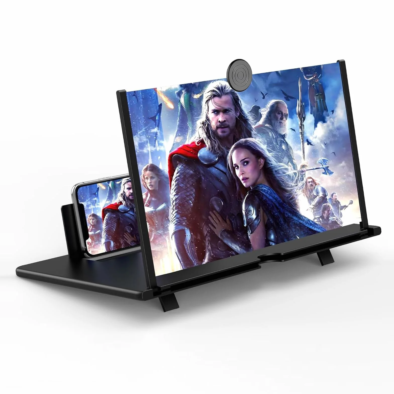 Amplificatore schermo telefono, 3D HD Lente di ingrandimento per la visione di video, pieghevole Lente di ingrandimento per alle smartphone (Nero, 16 Zoll-pl)