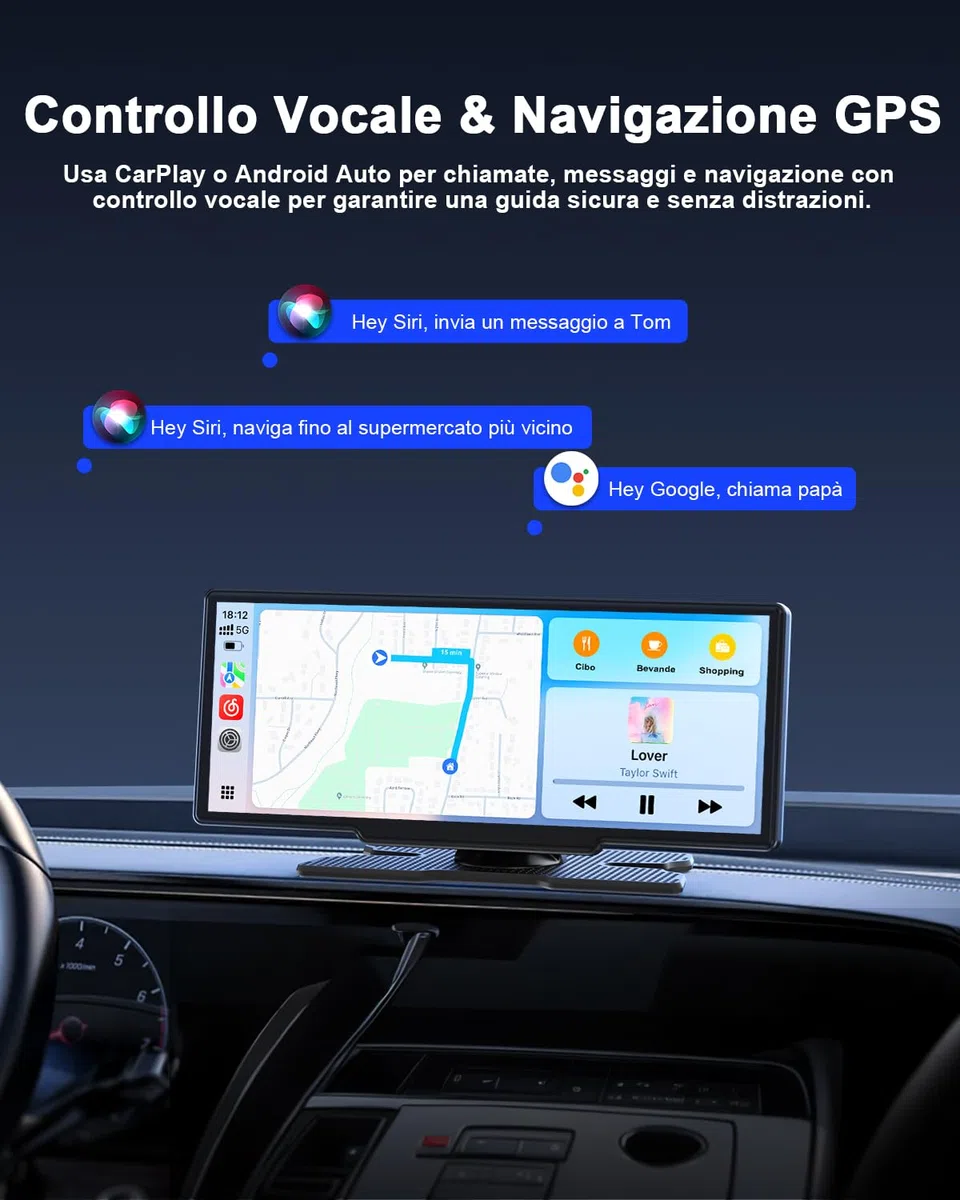Avylet Carplay Auto Android Wireless,8.1'' Schermo Con Telecamera Posteriore, Autoradio Portatile Touchscreen Con Navigazione OTA, GPS, Mirror Link, Controllo Vocale, Bluetooth, AUX, FM, WIFI