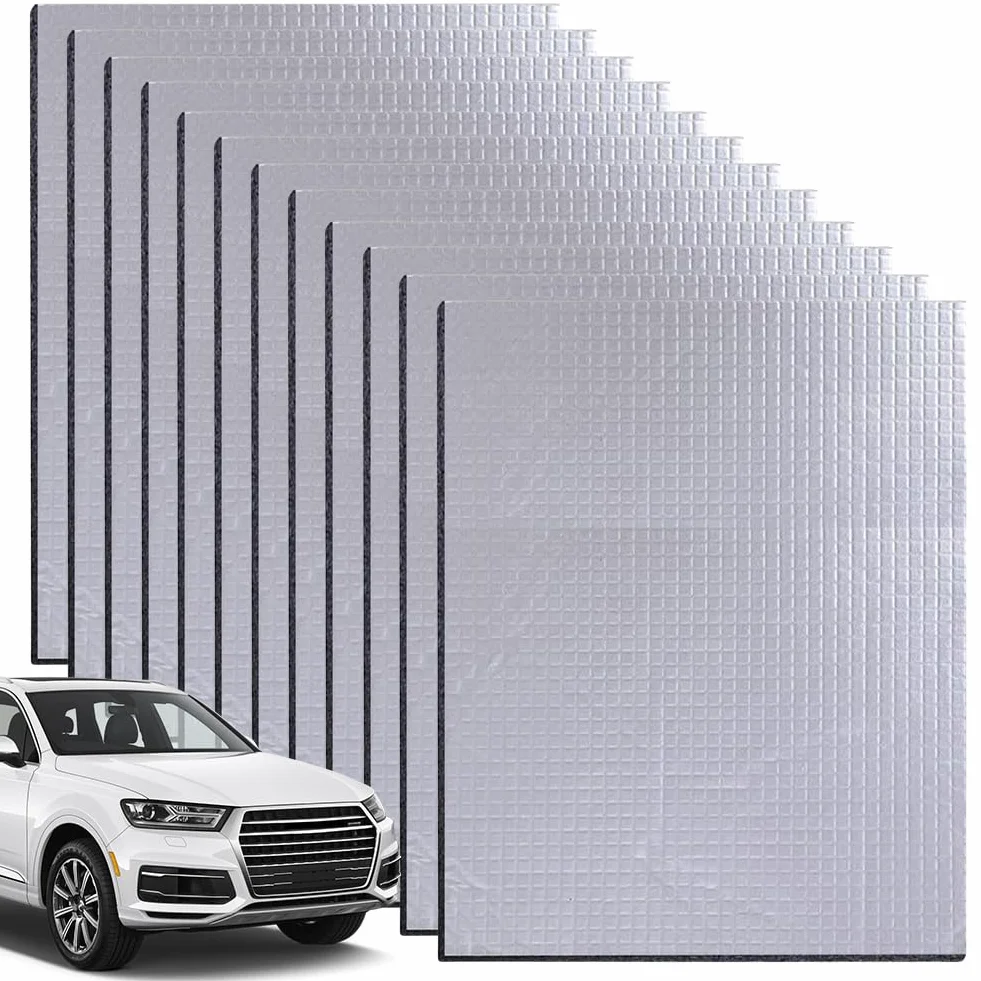 12 Tappetini Isolanti per Auto, 5 mm, 40x25 cm, Autoadesivi, Isolamento Acustico e Termico, per Vano Motore, per isolamento acustico, isolamento, ignifugo, impermeabile