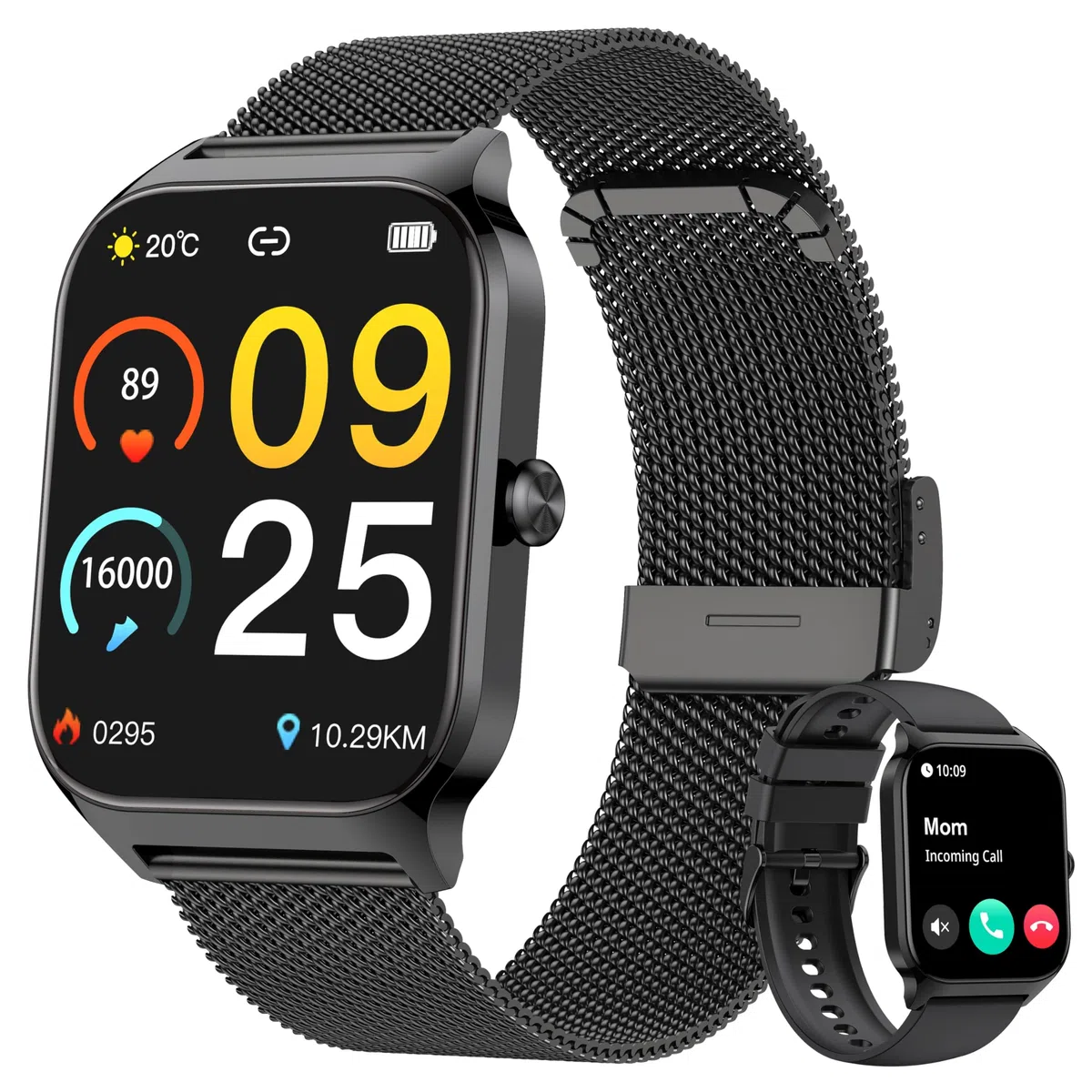 Popglory Smartwatch Uomo Donna Chiamate, 1.85" Orologio Salute con Pressione Sanguigna, Frequenza Cardiaca, Sonno, 100+ Sports Fitness Tracker, Contapassi, Compatibile con Apple, Samsung, Android