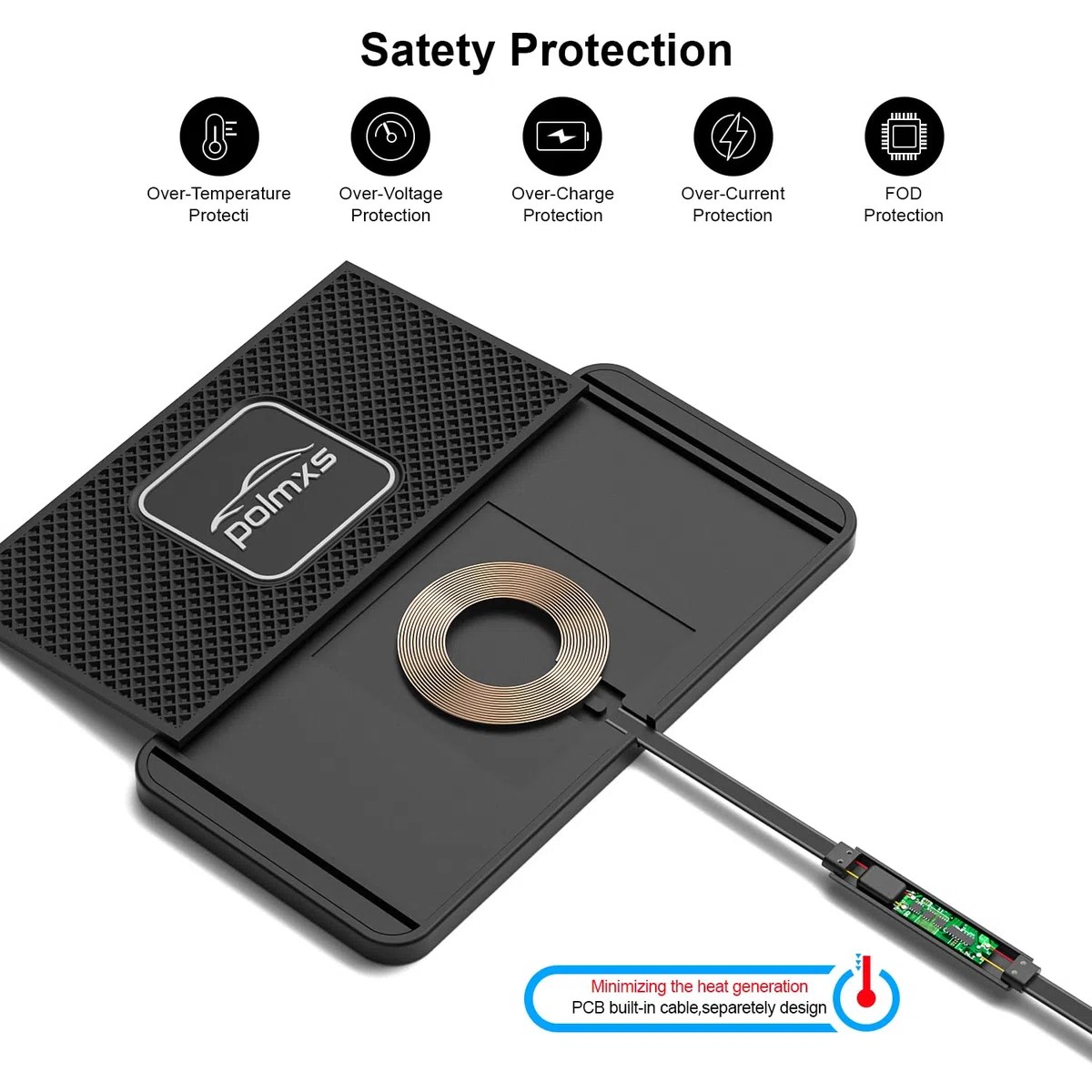 Polmxs Caricabatterie Wireless da Auto, 15W DIY Caricabatterie Wireless Antiscivolo Pad con Caricabatterie da Auto QC 3.0 Compatibile con Airpods iPhone 14 13 12 Pro 11 X, Samsung S22 S21 S20(1M)