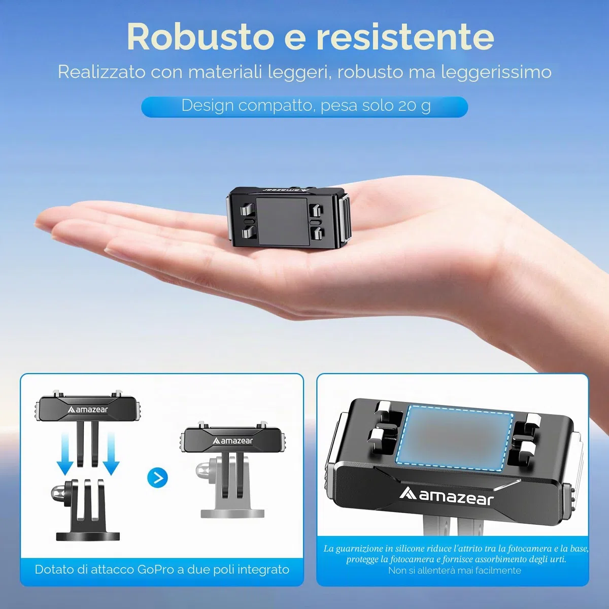 AMAZEAR Supporto magnetico per Insta360 X5/X4 Air (2 pcs), Insta 360 X5 / Ace Pro 2 Supporto magnetico a sgancio rapido- Adattatore QR in Plastica con Filettatura 1/4"-20, Costruzione in Plastica