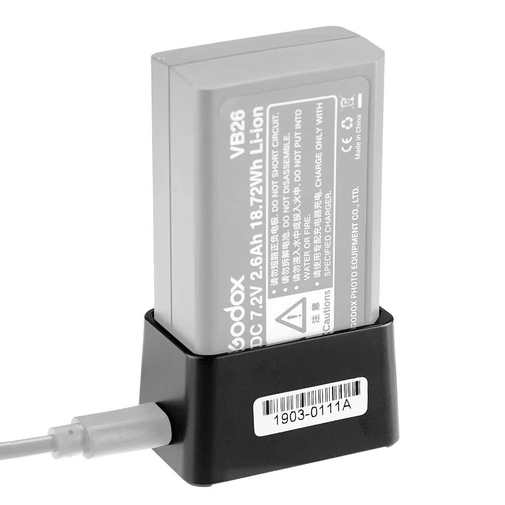 Godox VC26 USB Caricabatteria DC 5V Ingresso DC 8.4V Uscita per ricarica Godox V1S V1C V1N V1F V1O V1P Batteria flash a testa tonda