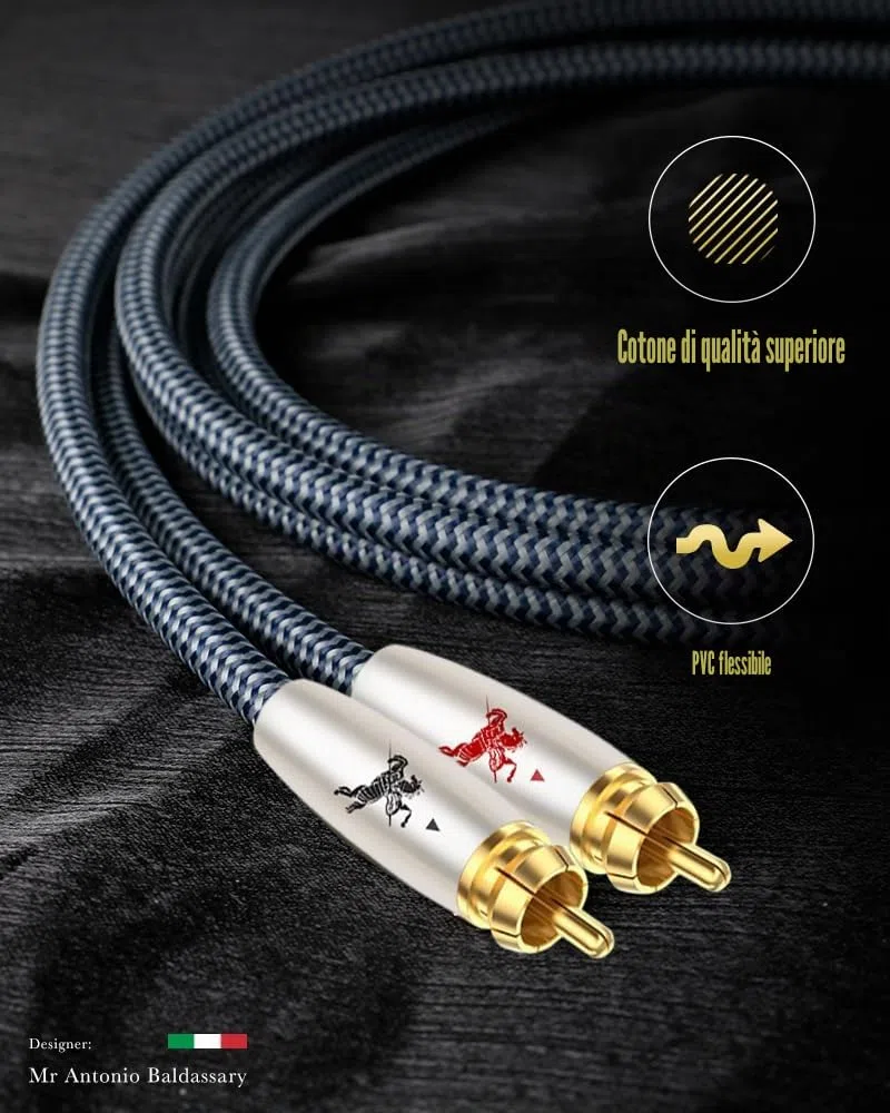 Impeto Cavo Subwoofer Cavo Coassiale Audio per Subwoofer Cable RCA Audio Alta Qualità audiofila, placcato oro con soundbar subwoofer HiFi Home Theater HDTV Box Amplificatore ricevitore - 1m