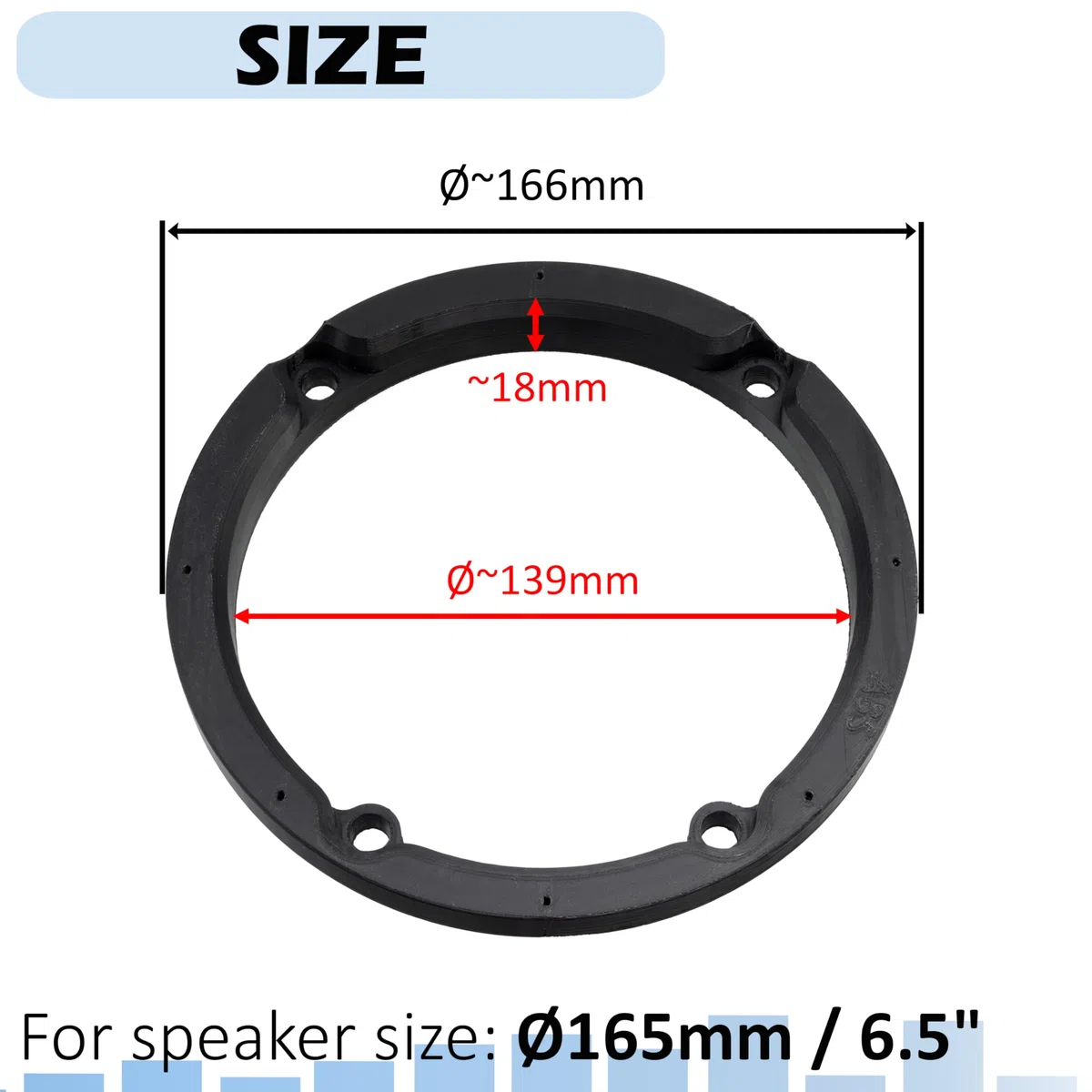 Aerzetix - Kit di 2 adattatori/supporti per altoparlanti Ø165mm | porte anteriori | compatibile con Mercedes Sprinter Viano Vito VW Crafter
