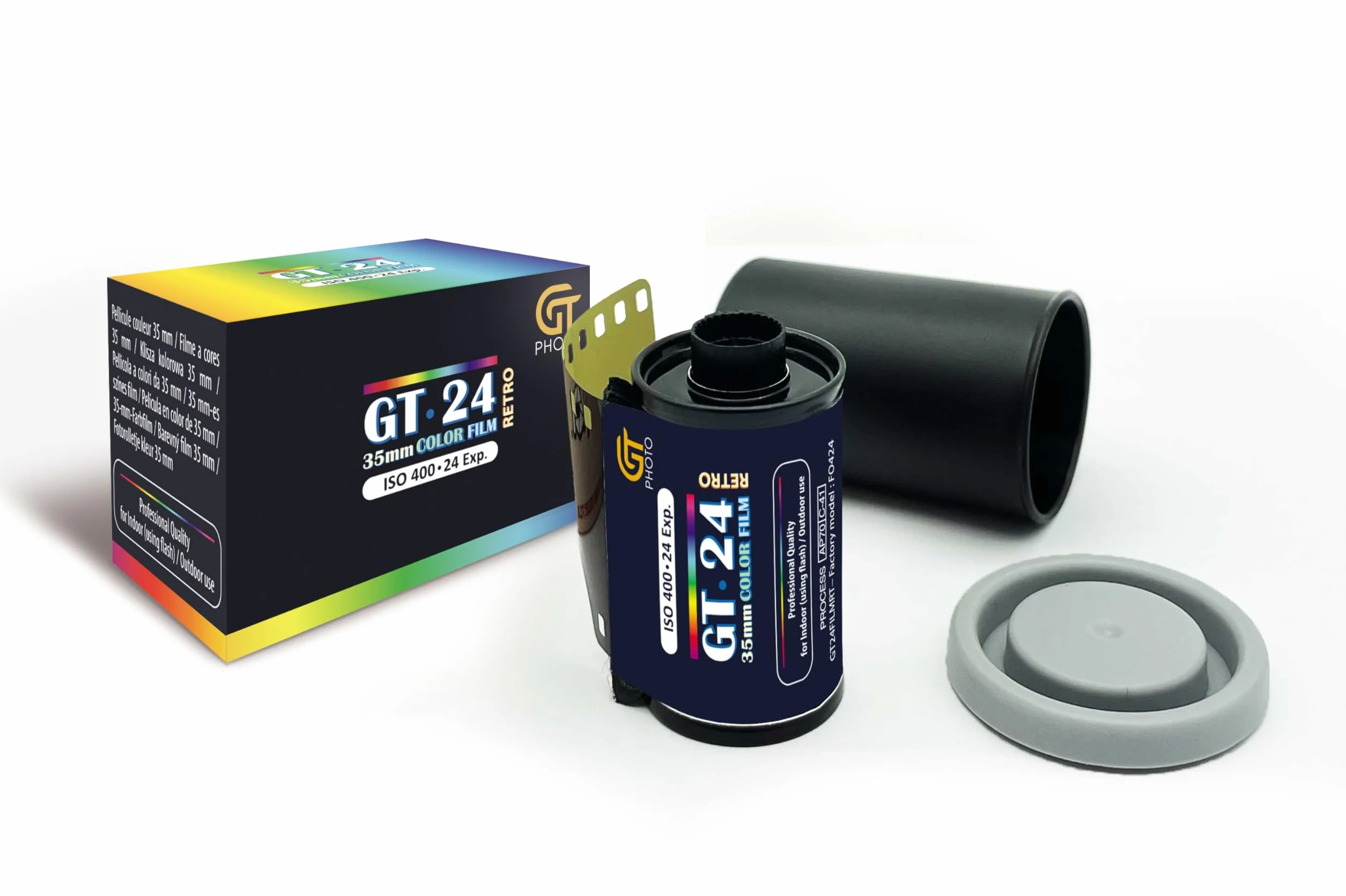 GT-24 Retro – Pellicola Fotografica a Colori 35 mm – ISO 400 – 24 Esposizioni – Film Negativo a Colori di Qualità Professionale (Processo C-41)