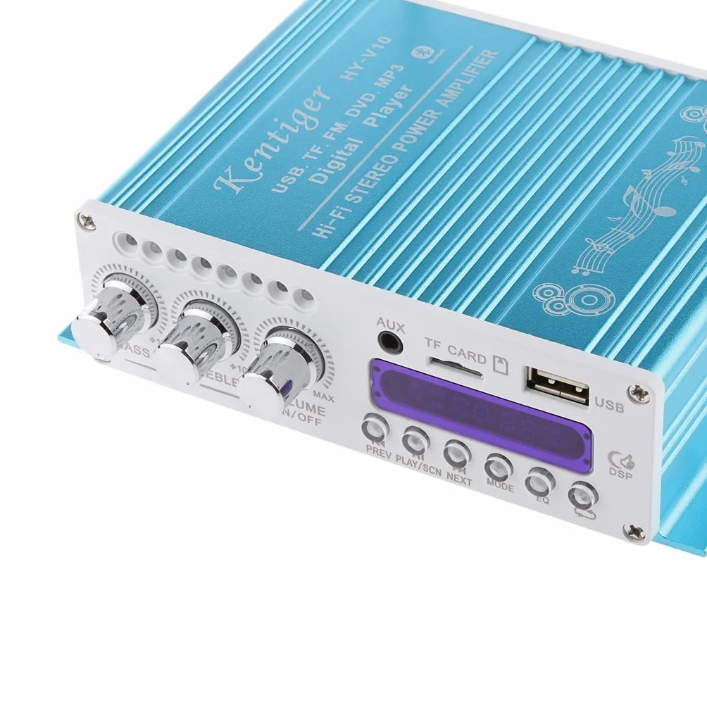 Mini Bluetooth Hi-Fi Audio Stereo AMP Bass Booster MP4 12V di sostegno FM / MP3 / TF/USB/DVD per automobile Auto Moto Auto CD DVD